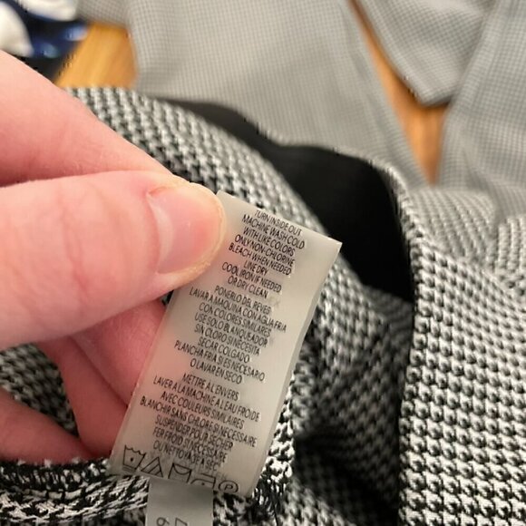 CALVIN KLEIN White Black Houndstooth Pull On Elastic Cropped ? Tapered Leg Pants - Picture 9 of 14